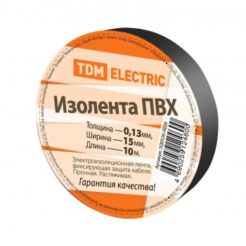 Изолента TDM 15мм х 10м черный (10/350)