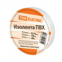 Изолента TDM 19мм х 20м белый (10/180)