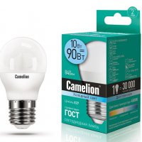 Лампа диодная шар G45 10Вт Е27 4500К 840Лм Camelion (10/100)