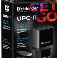 Зарядное устройство 220В USB-MicroUSB Defender UPC-11 2.1А чёрный (1/50)