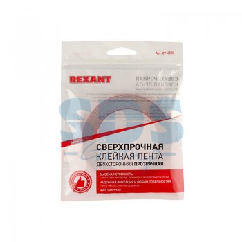 Лента двусторонняя акриловая 9мм х 5м прозрачный Rexant (270)