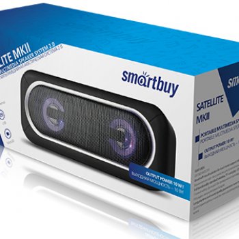 Колонка портативная Bluetooth SmartBuy 450 Satellite2 10Вт MP3/FM/microSD/USB/AUX/ LED-подсветка черный (1/20)