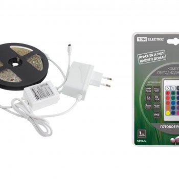 Лента диодная 12В IP65  7.2Вт/м RGB 5050 30LED/м 3м TDM комплект пульт ДУ