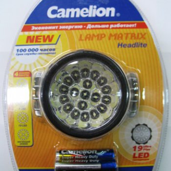 Фонарь налобный ный Camelion 5323-19Mx +3xR03 19LED (6/48)